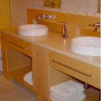 Double sink , lots of storage, maple vanity 
