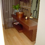 Wenge vanity, 1 sink cab storage