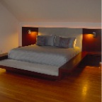 WHITE LACQUER & FABRIC BED