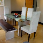 STAINLESS AND LEATHER BENCH