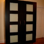 MAHOGANY GLASS ARMOIRE CLOSED